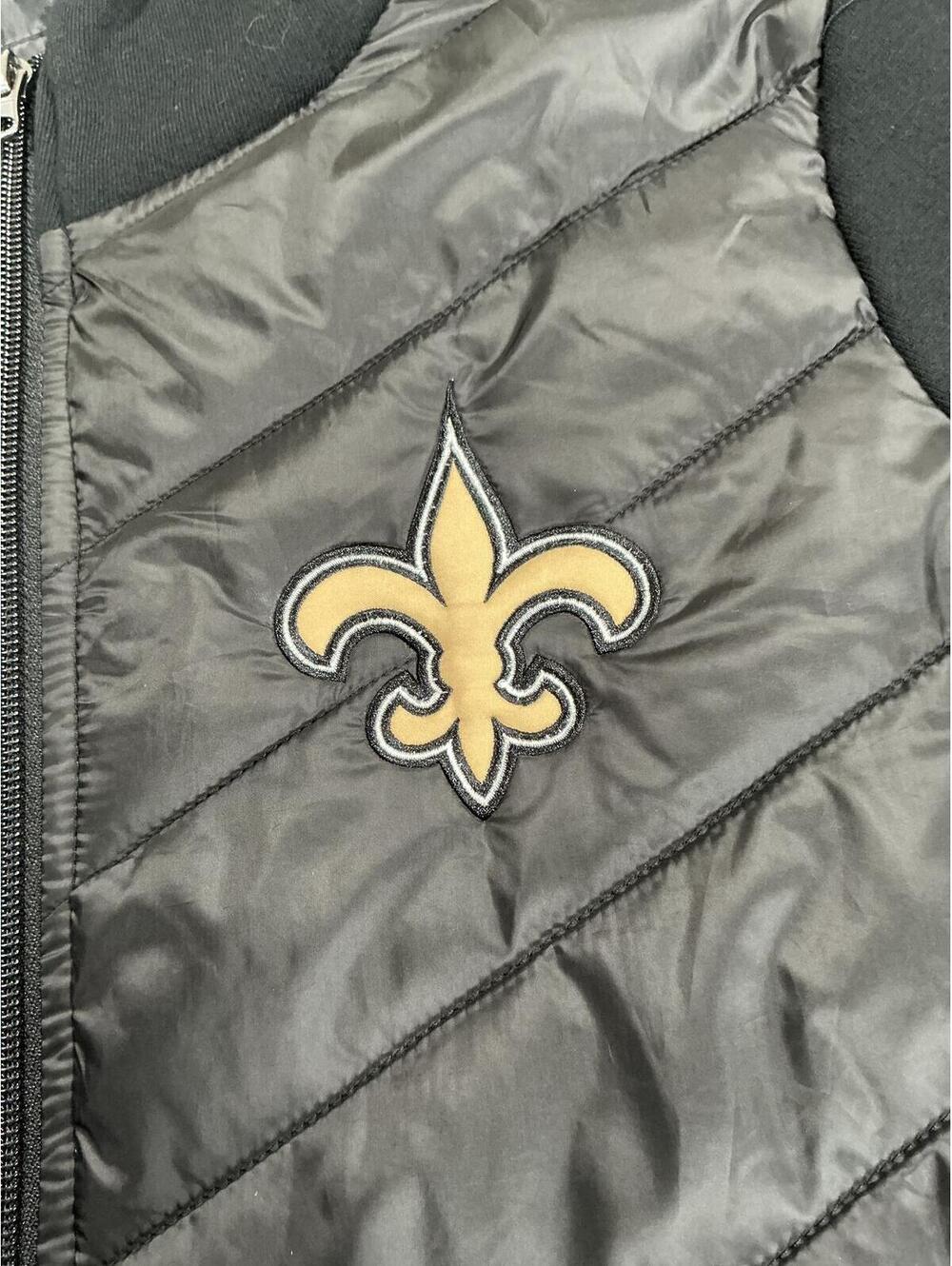 New Orleans Saints Women's Quilted Hooded Full‎ Zip Jacket Size M Black Gold - Picture 2 of 12